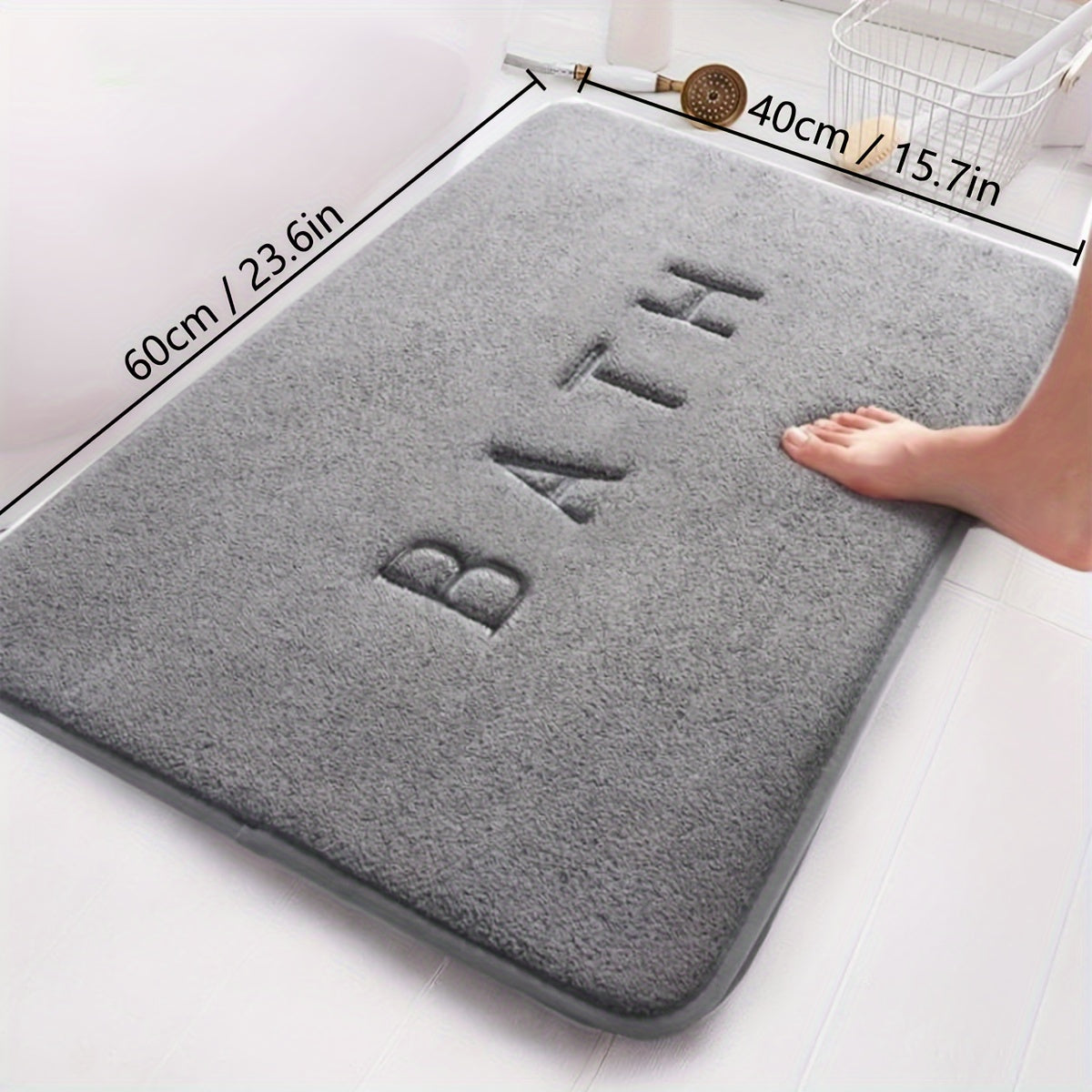 Densely Embroidered Bathroom Mat Non-Slip Polyester Doorway Rug