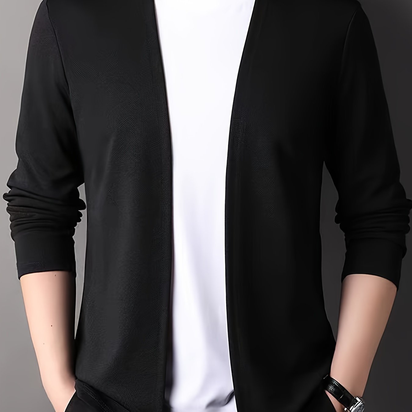 Men's Slim Fit Knitted Cardigan Long Sleeve Solid Casual Fall Polyester