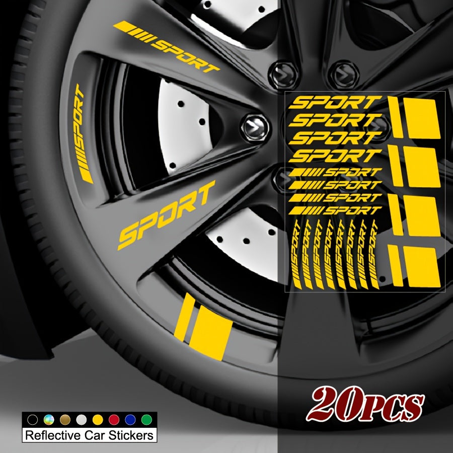 20 шт. отражающих виниловых наклеек на диски автомобиля, самоклеящиеся гоночные наклейки