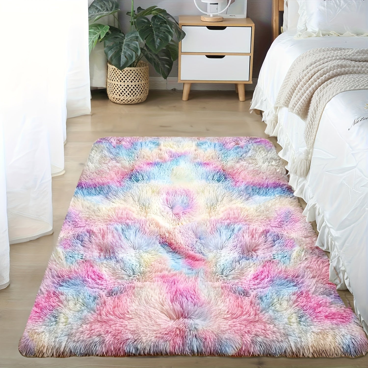 Soft Plush Drum Carpet Area Rug Non-Slip Washable Fabric Bedroom Living Room Dorm Decor