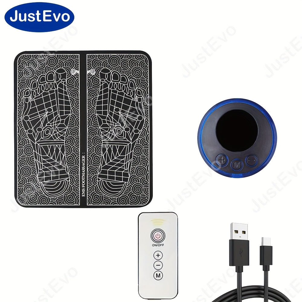 JustEvo EMS oyoq massajchisi mushaklarni bo'shatish uchun sozlanadigan parametrlar bilan. Uyda foydalanish yoki do'stlar uchun sovg'a sifatida ideal.