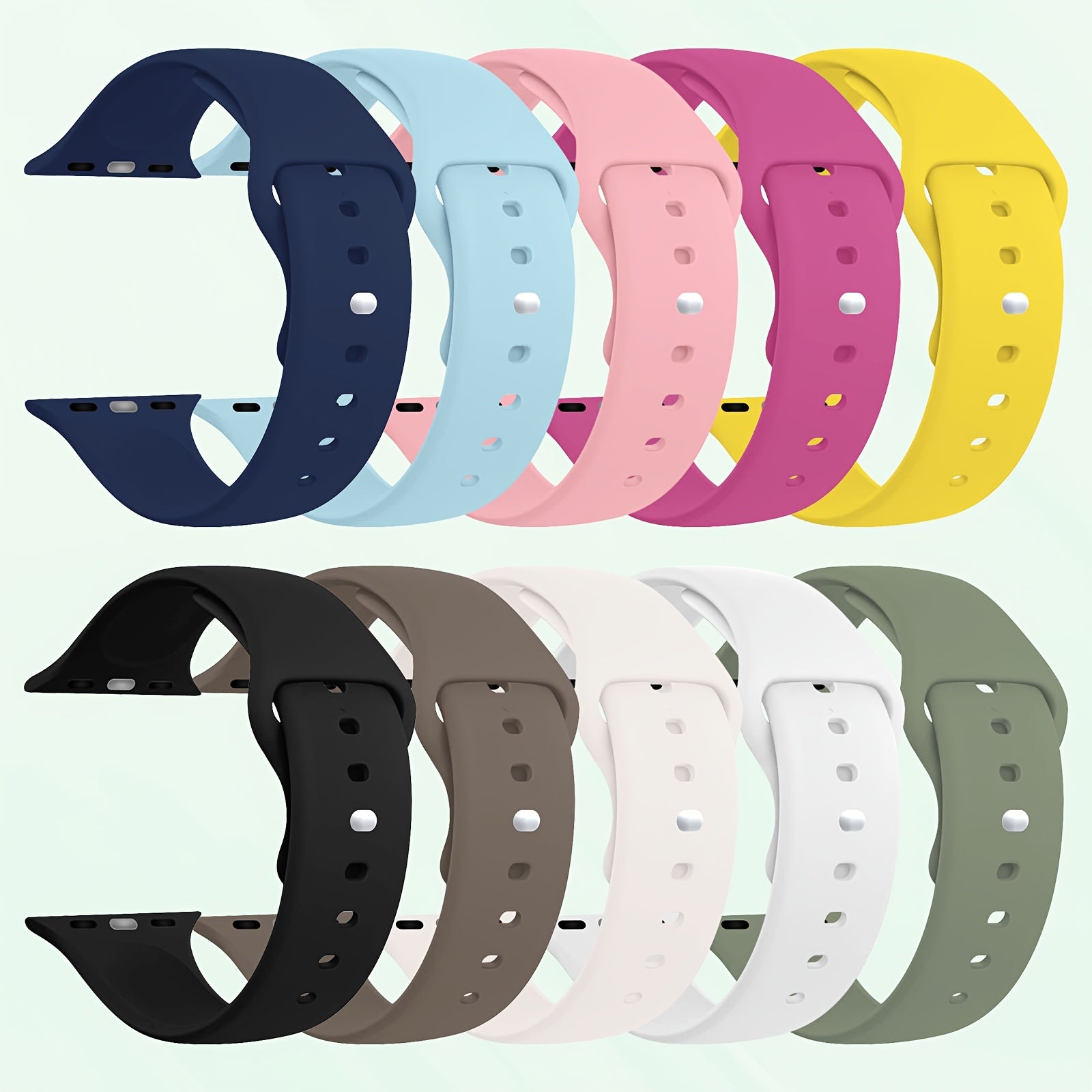 Waterproof Silicone Sport Watch Band for iWatch 38mm-46mm Compatible with Series SE/10/9/8/7/6/5/4/3/2/1