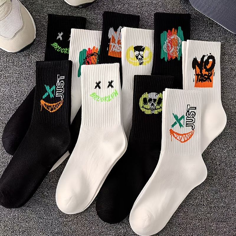 Men's Basketball Socks 8 Pairs Moisture-Wicking Sweat-Resistant Black White