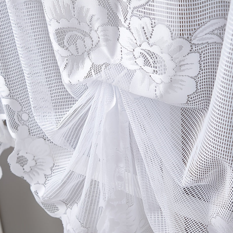 Floral Lace Sheer Curtain with Rod Pocket for Living Room and Bedroom Decor