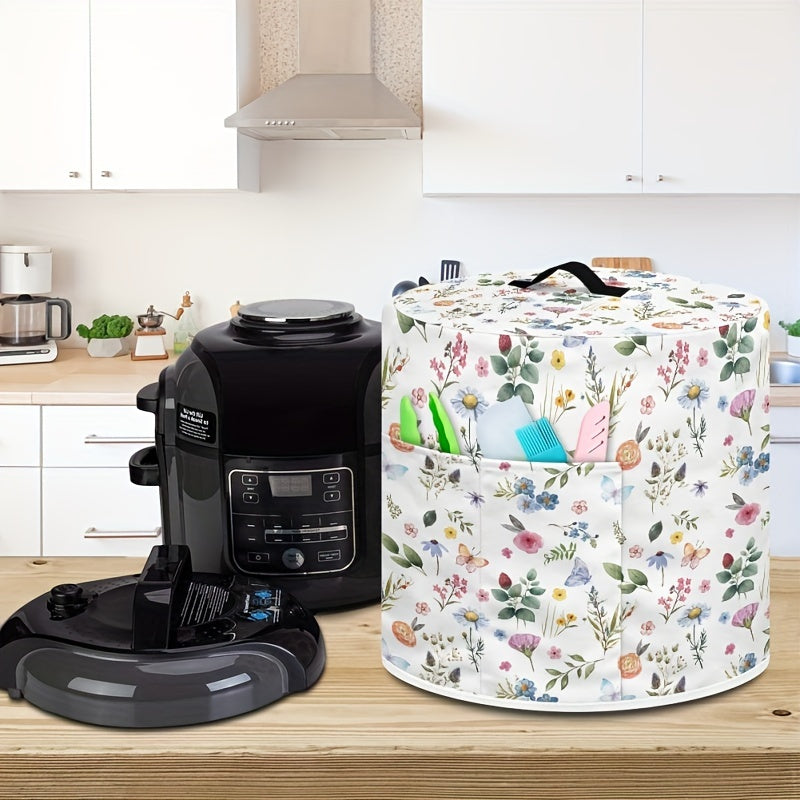 Floral Butterfly 8 Quart Pressure Cooker Cover with Handle and Pockets Washable