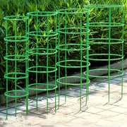Durable Green 5-Tier Stackable Plant Support with Adjustable PVC Rings for Garden Flowers and Potted Plants
