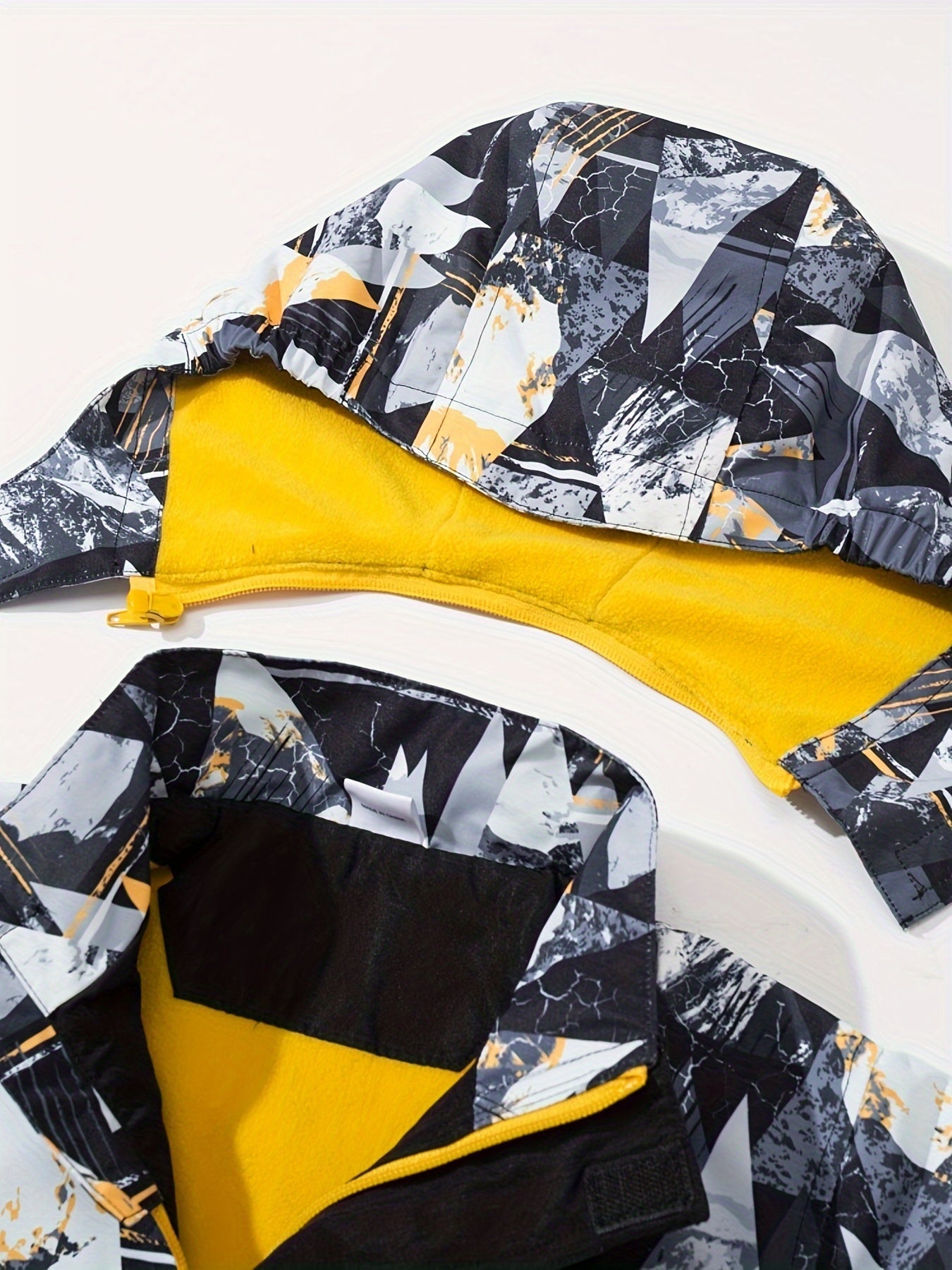 Детский дождевик для мальчиков с съемным капюшоном, флисовая подкладка, цветной блок, водонепроницаемый, ветровка