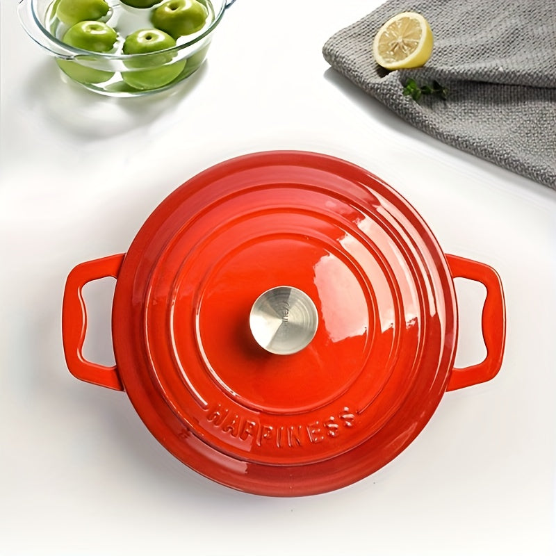 Enamel Seafood Pot for Frying, Cooking, Stewing, Baking with Flat Bottom