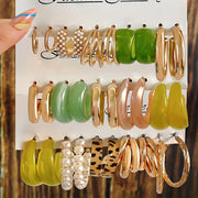15 Pairs Vintage Style Hoop Earrings with Imitation Pearl Accents for Women