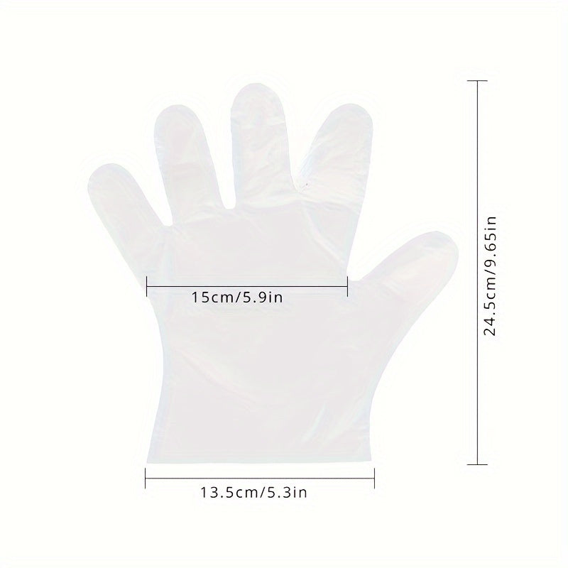 Disposable PE Gloves 100 Pieces Thin Film Sanitary Kitchen Gloves with Non-Slip Baking Mat