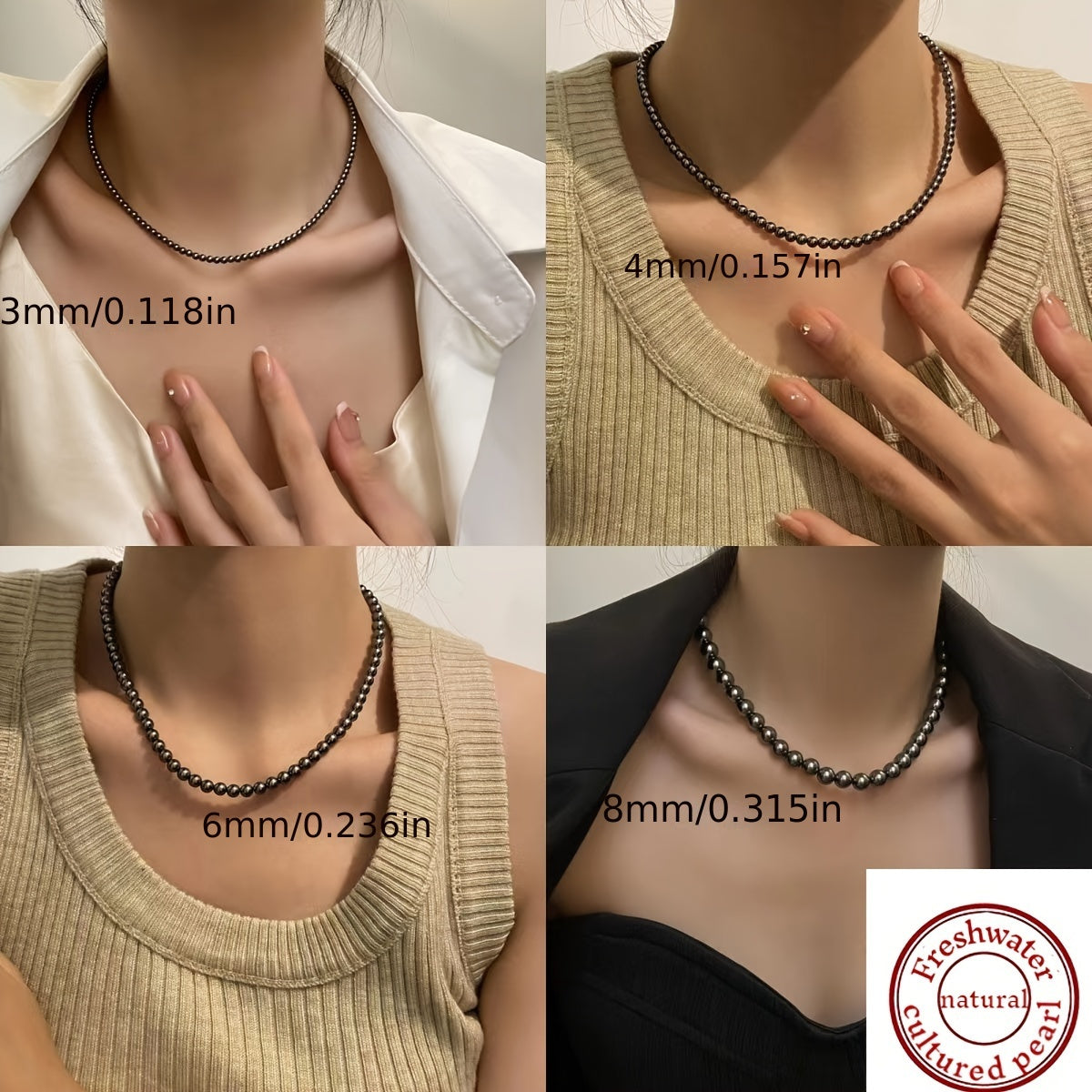 Eng yaxshi tanlov: Zamonaviy uzaytirilgan uzunlikdagi Tahitian marvaridlar zanjiri 6-8mm, tabiiy o'sish chiziqlari bilan qora kartoshka shaklidagi marvaridlarni o'z ichiga oladi, har qanday tadbir uchun mukammal vintage fransuz minimalistik dizayn.