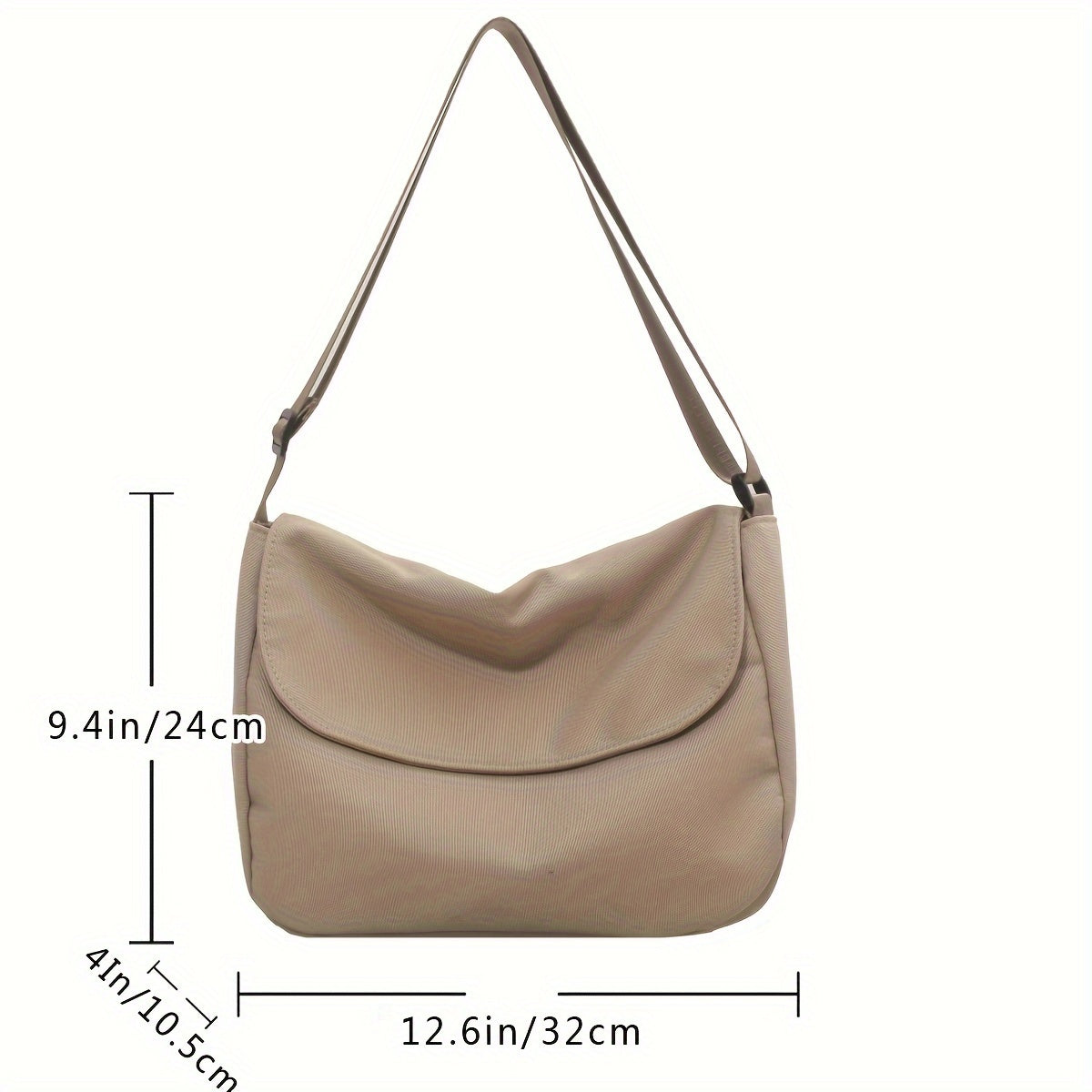 Nylon Crossbody Bag with Adjustable Strap Zipper Closure Lightweight and Foldable in Black Beige Coffee