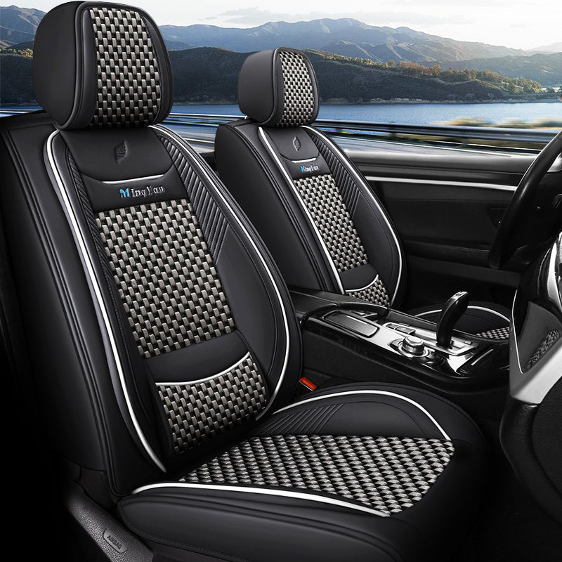 Full Set Seat Covers for 5-Seater Cars Black Gray Breathable Wear-resistant