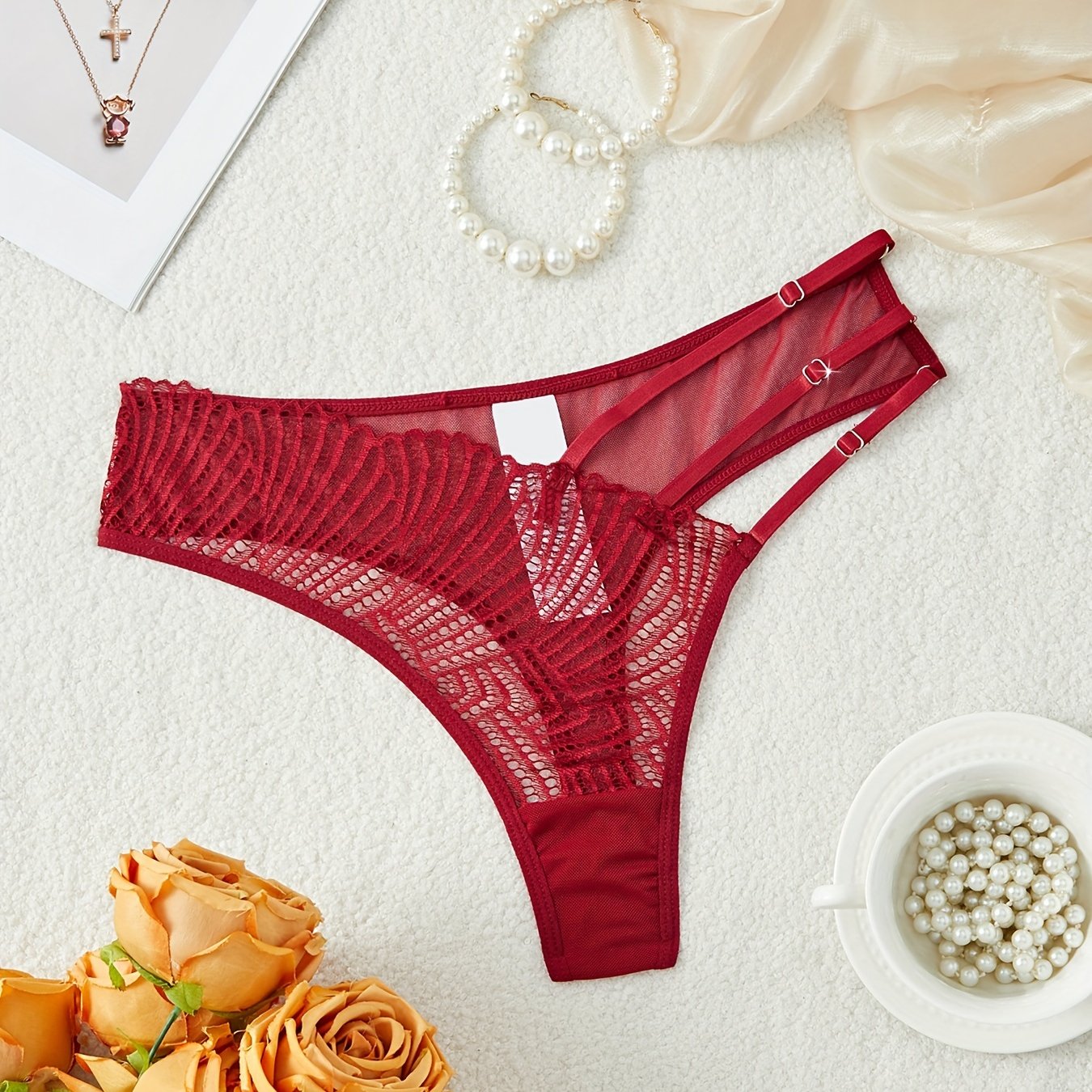 Women's Lace Triangle Panties and Sheer Mesh Thong Sexy Lingerie Underwear