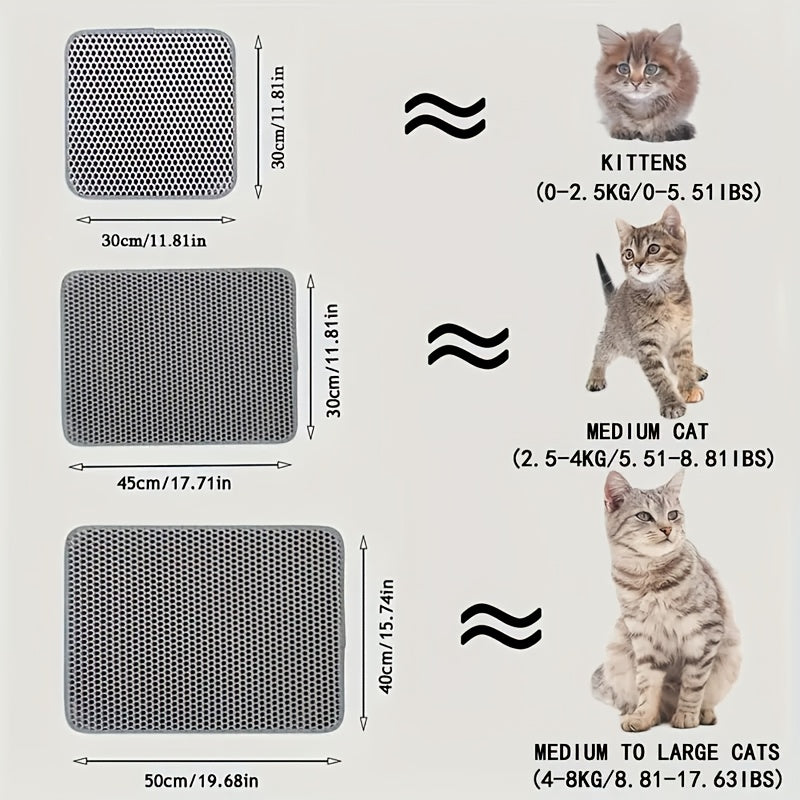 Double Layer Washable Cat Litter Mat with Anti-Splash EVA Technology for Scatter Control