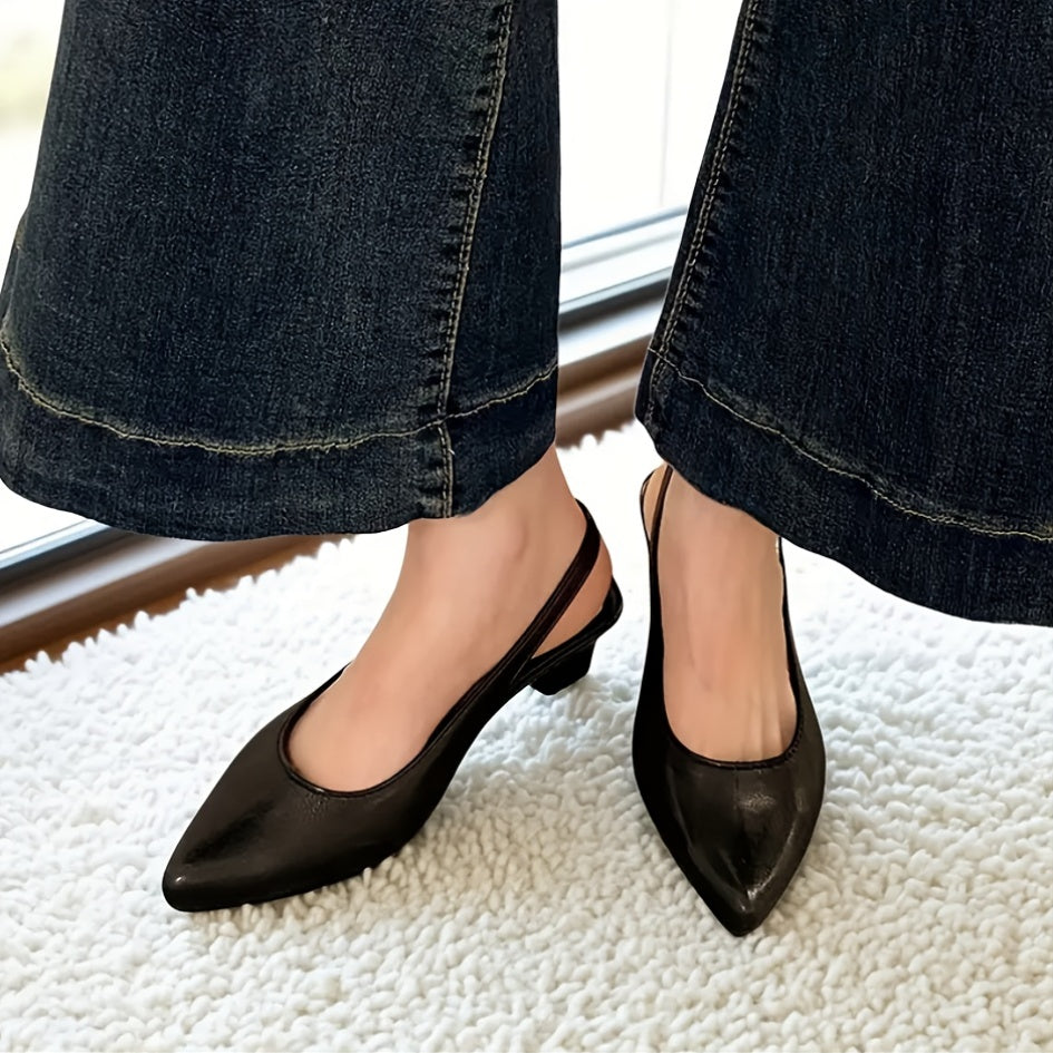 Women's Black Glitter Loafers Pointed Toe Flats with Ankle Strap