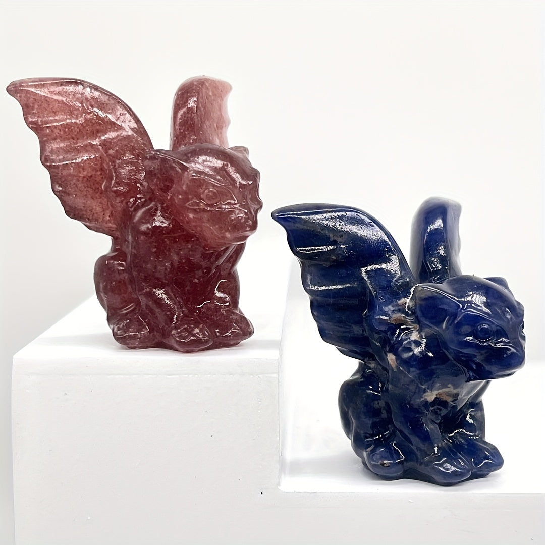 Натуральная кристаллическая статуя гаргульи для домашнего декора и аксессуаров для офисного стола