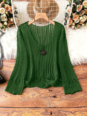 Plus Size Women's Sweater Knit Pullover Black Large