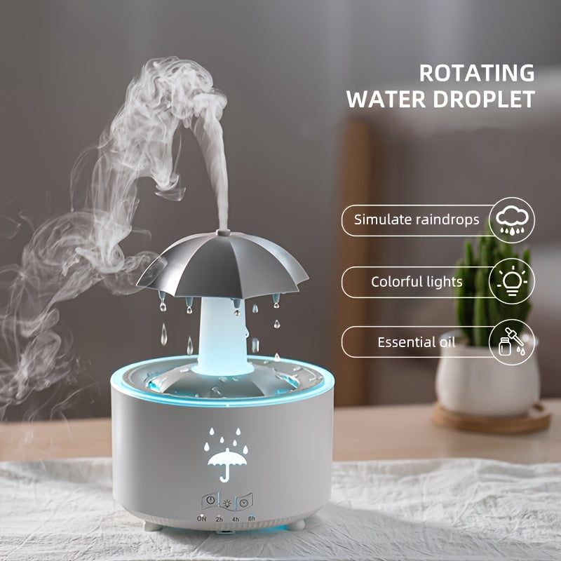 Rotating Raindrop Ultrasonic Humidifier with Colorful LED Night Light