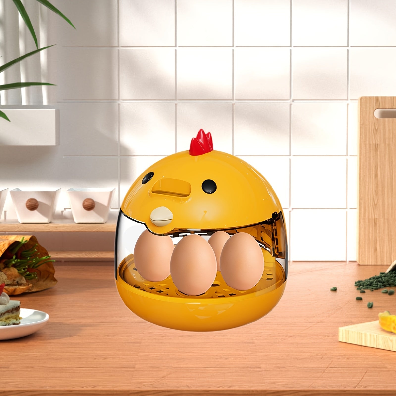 USB-Powered Egg Incubator with Transparent Hatching Chamber and Cute Chick Design for Poultry Eggs