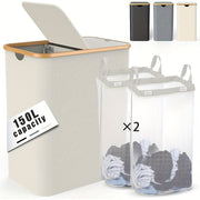 Large Laundry Hamper with Lid and Detachable Bags for Clothes Storage in Laundry Rooms and Dorms