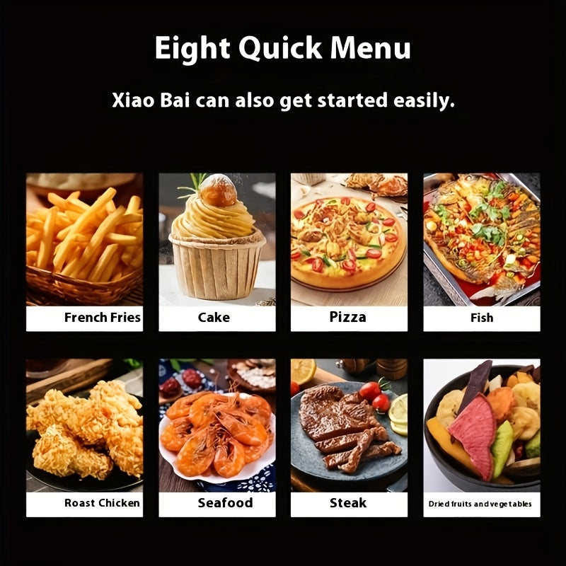 12L Air Fryer Oven with 3D Interior, 8 Menus, 2200W, Temp Control, Timer, Versatile for Family Cooking