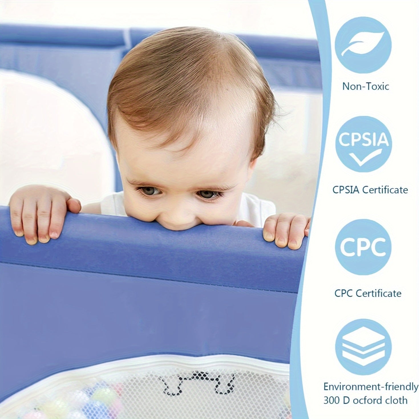 Corral de juego para osos de espacio grande para niños de 0 a 6 años, cerca de seguridad de tela, 150x180cm