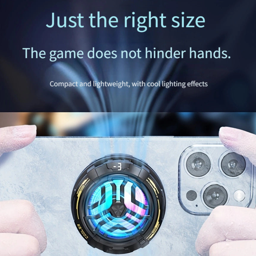 Universal Phone Cooler with Magnetic Back Clip Digital Display Turbofan LED Lighting