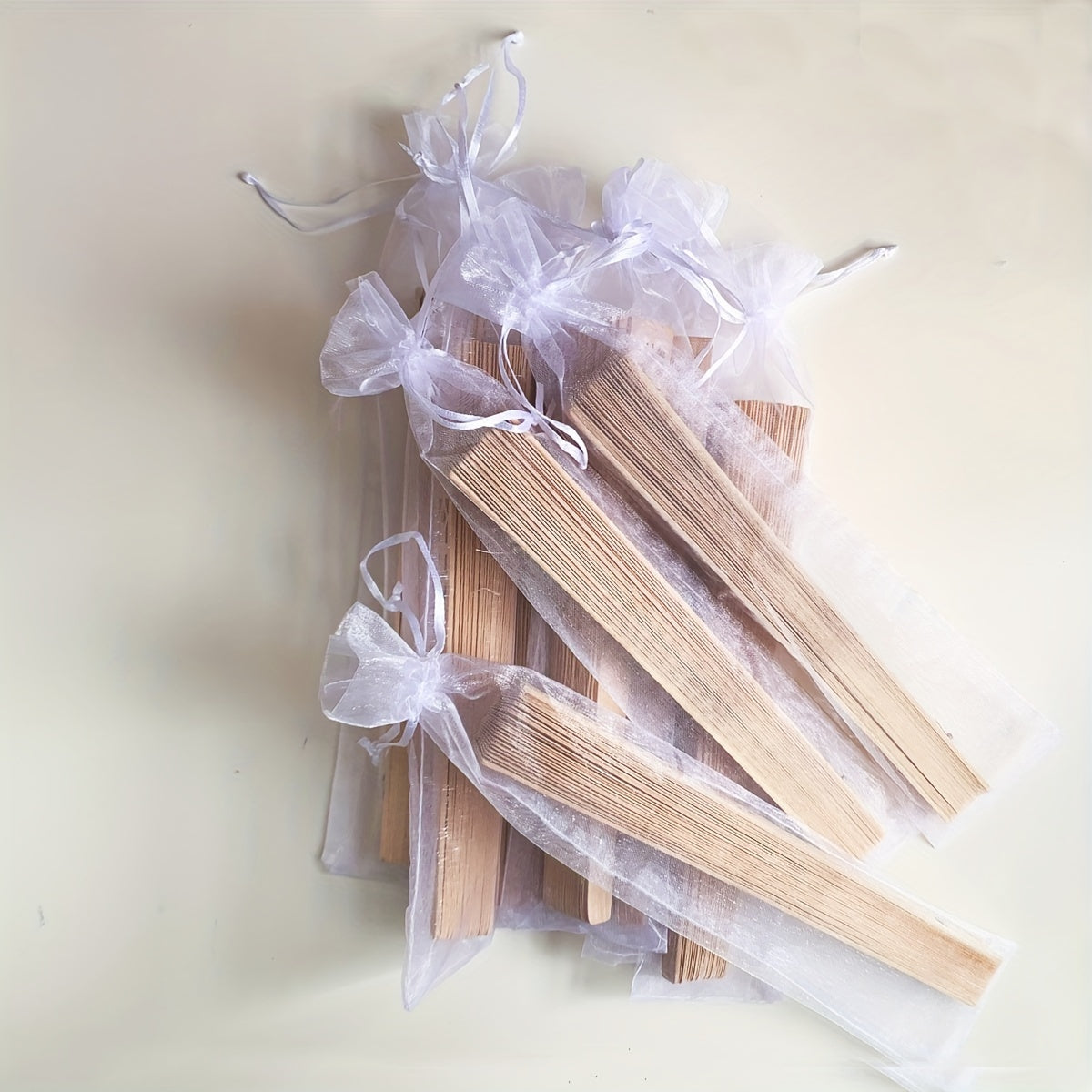 Set of 24 Elegant Wooden Folding Wedding Fans for Bridal Party Favors