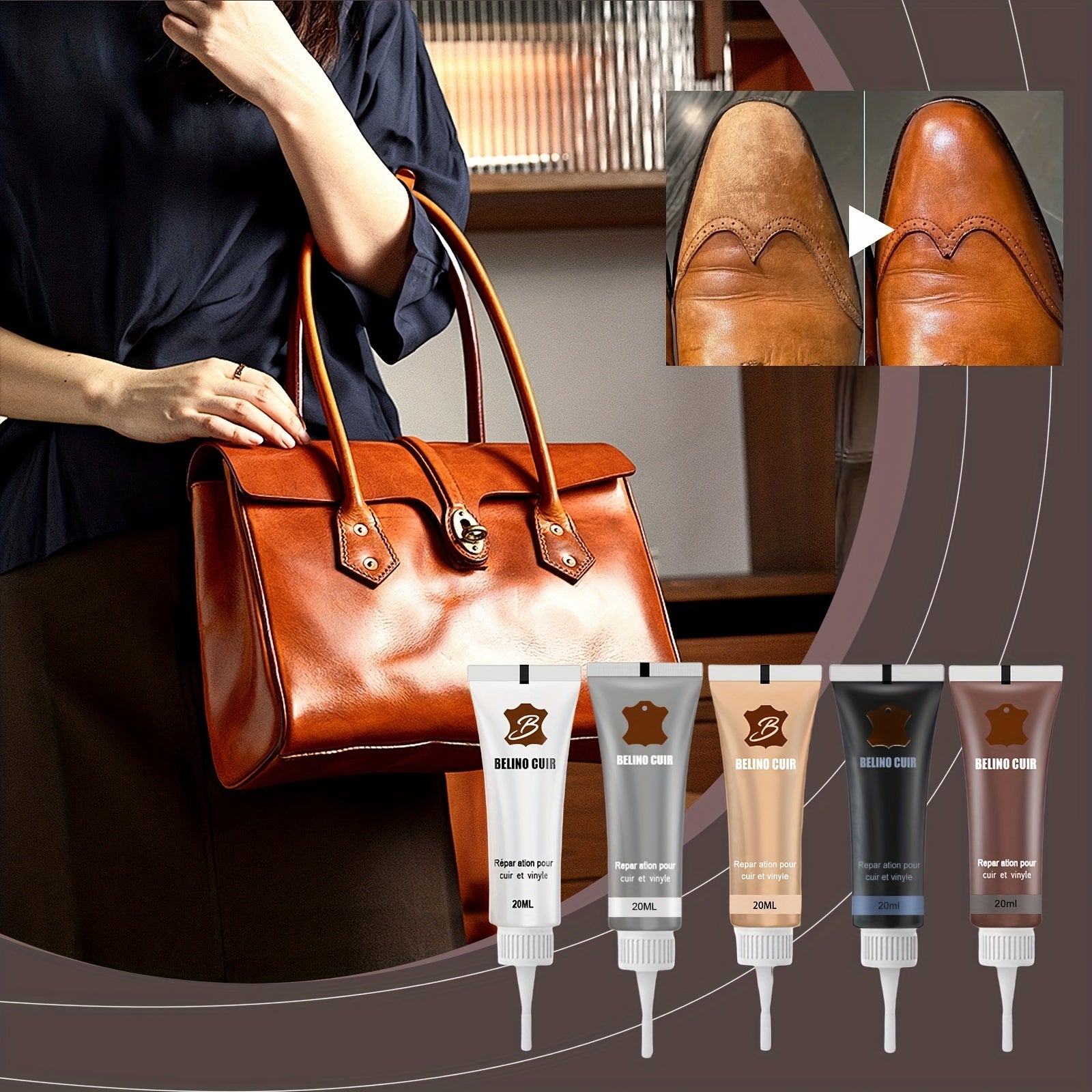 Crema de reparación para interior de coche y sofá en tonos marrón, pasta de restauración fácil de limpiar