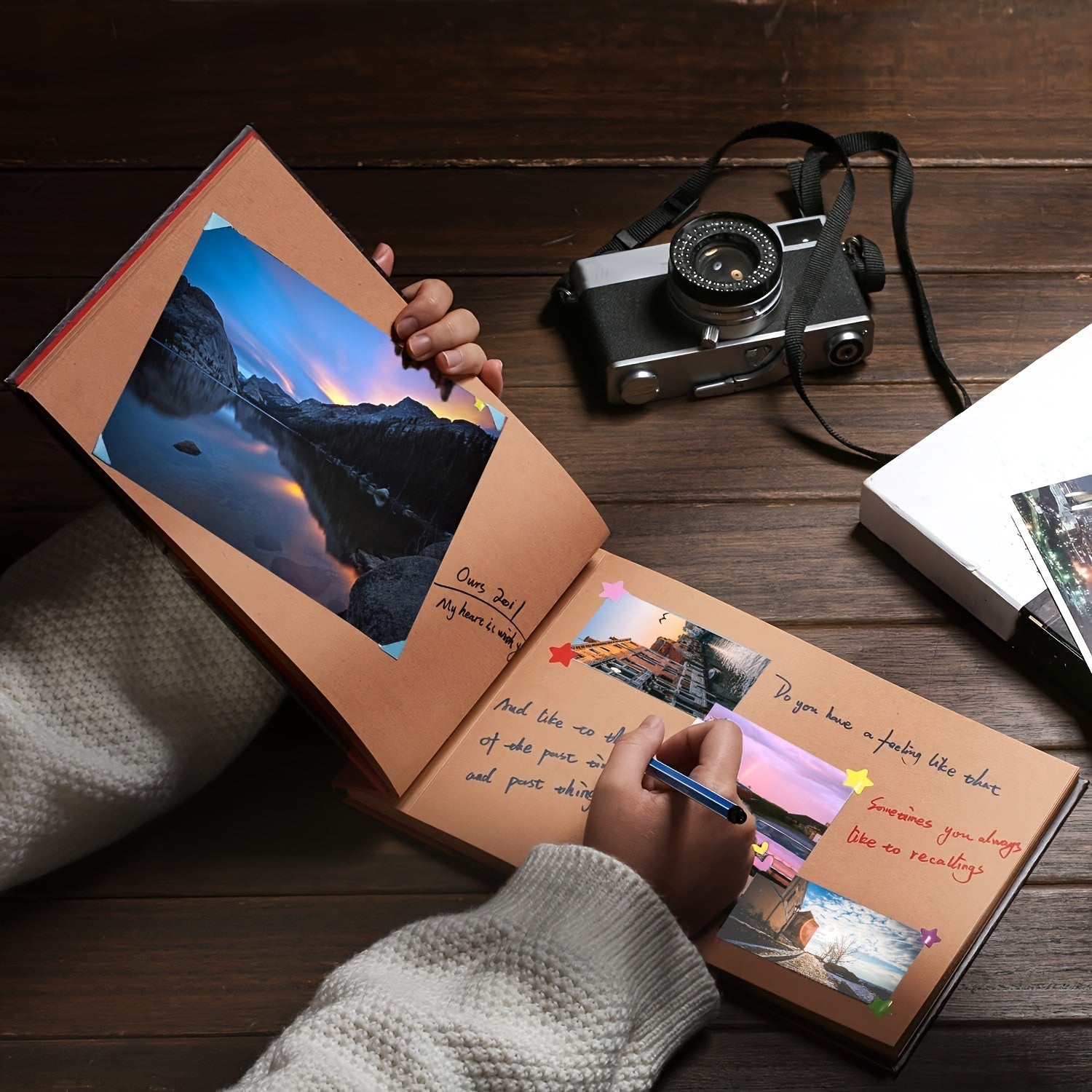 Vintage Faux Leather Growth Diary 25.91x18.29 cm with 3D Design for Couples and Friends