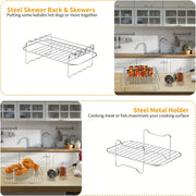 Air fryer accessories set with dual pot silicone gloves parchment liners recipe guide