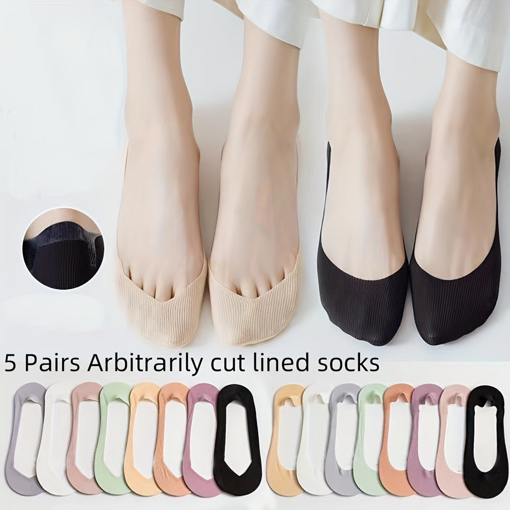 Women's Invisible Non-Slip Ankle Socks Pack of 5 Lightweight Breathable