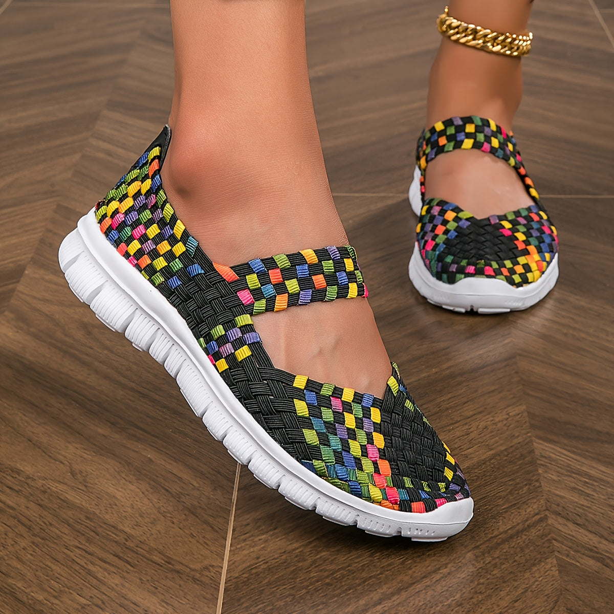Women's Slip-On Shoes Colorful Beaded Flat Comfort Footwear