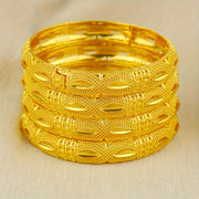 Set of 4 Gold Plated Copper Bangles Open Cuff Jewelry for Women Weddings Parties