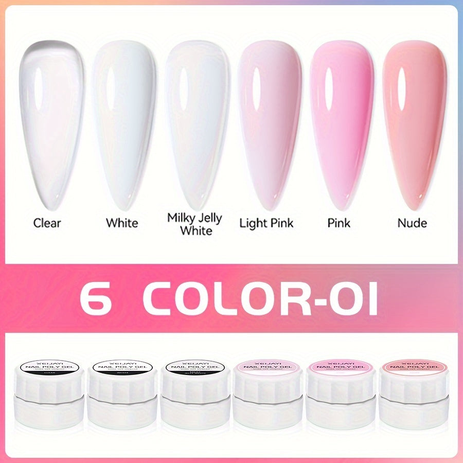 Set of 6 UV Cured Nail Adhesives in Various Colors for Nail Art and Salon Use
