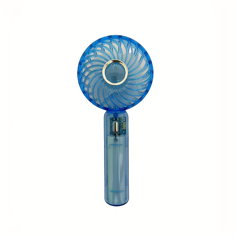 Portable Handheld Fan USB Rechargeable Quiet 3-Speed Compact Transparent