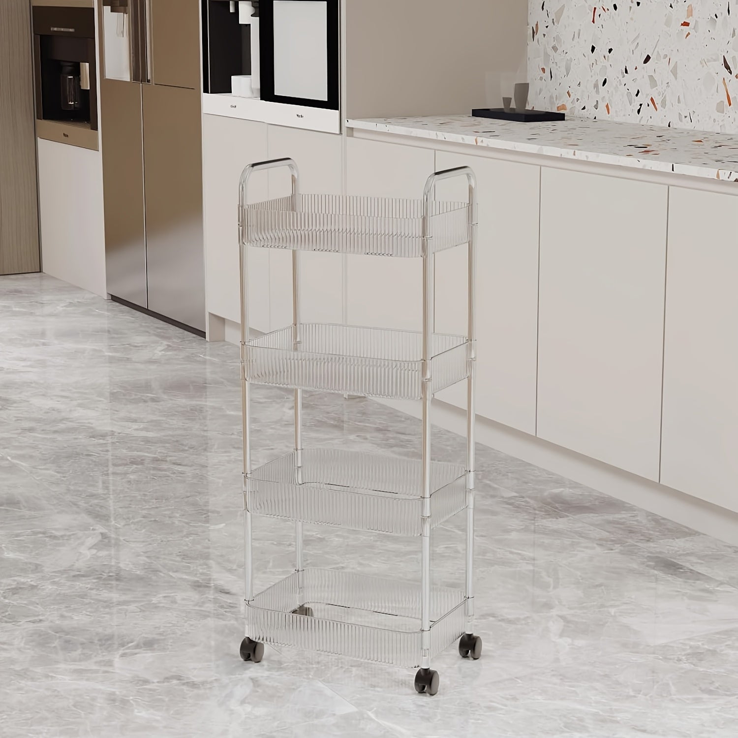 Акриловая тележка для хранения с 2/4 ярусами для кухни, ванной, кладовой, организатор