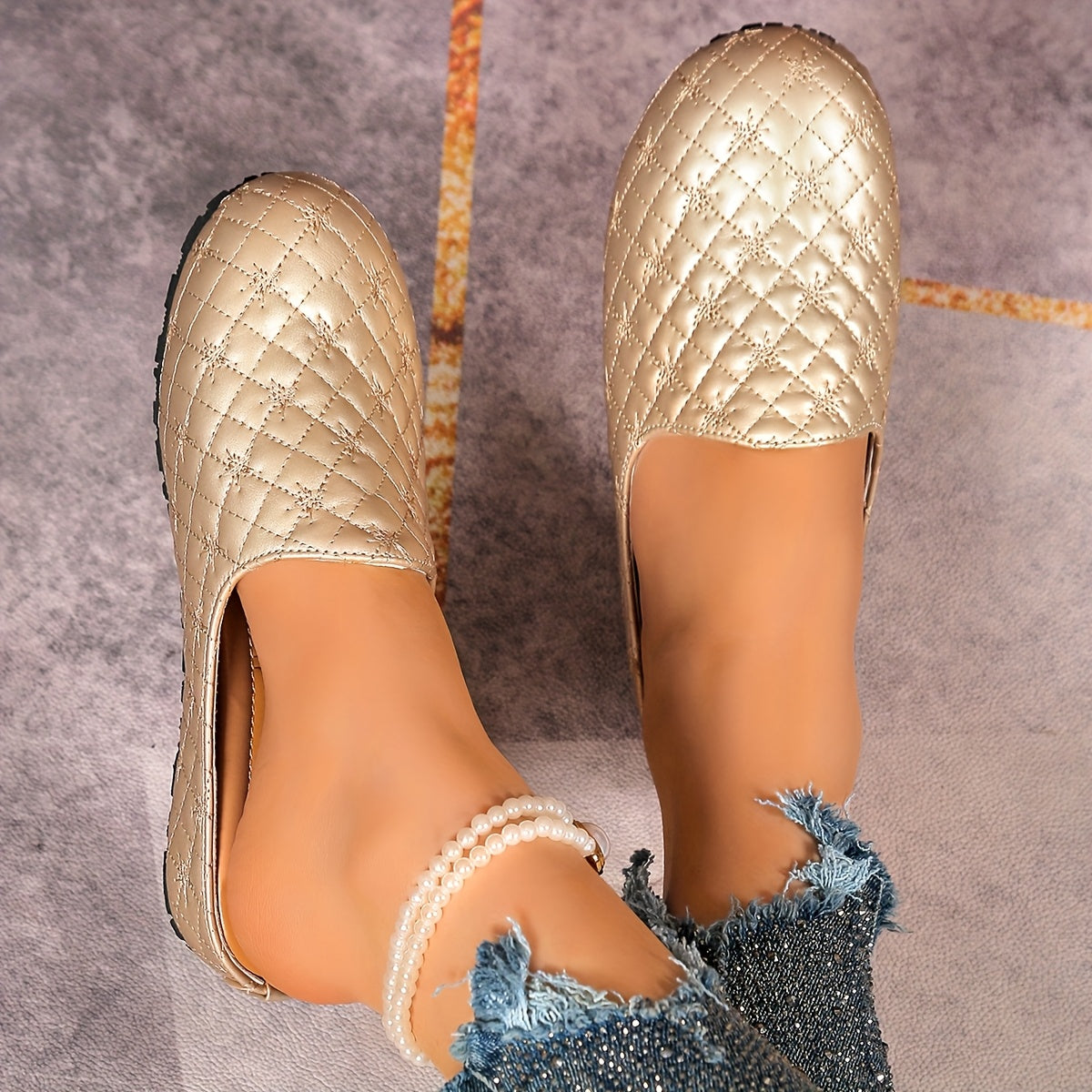 Women's Embroidered Baguette Slip-On Mules with Soft Soles