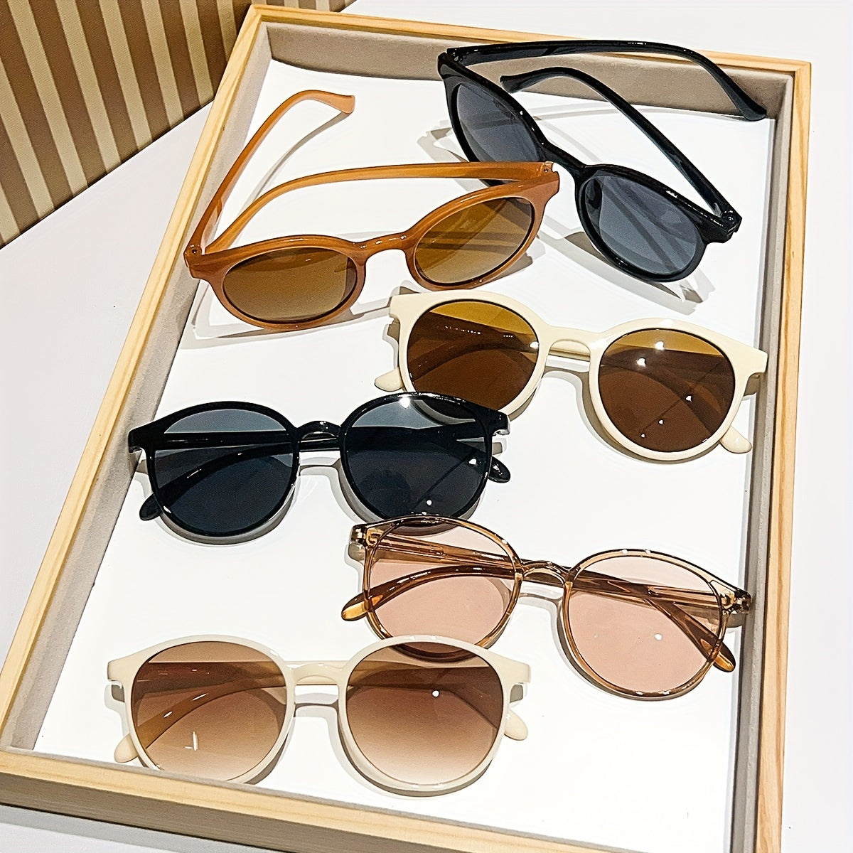 Juego de 6 gafas de mujer con montura redonda, lentes de PC minimalistas, antirreflejos, para deportes y escalada