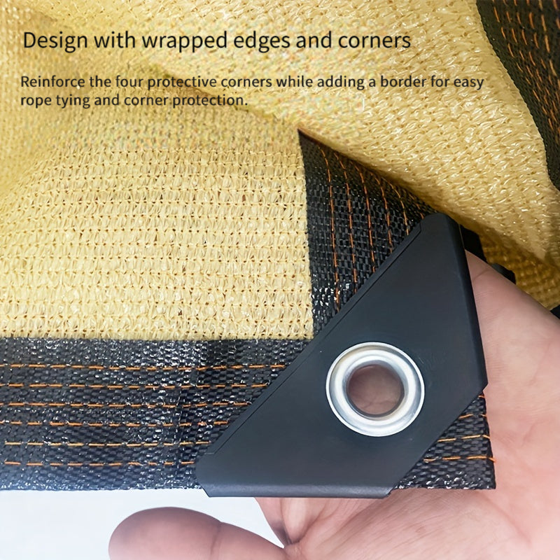 Beige Outdoor Sunshade Cloth Blocks 81-90% Light Durable Polyester with Black Stripes for Balcony Yard Garage