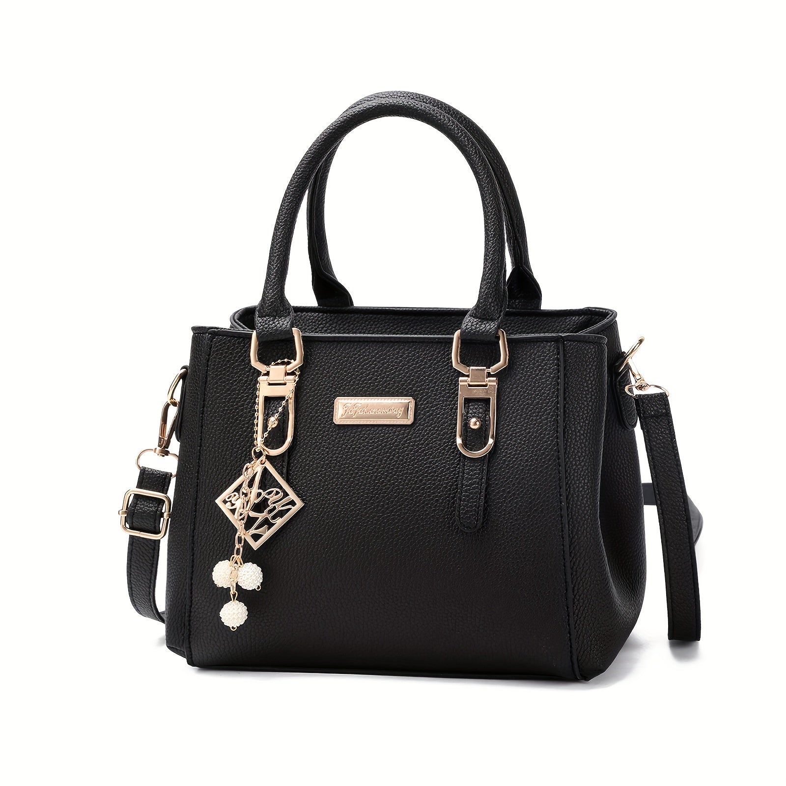 Katta qora to'plam, sozlanadigan yelka tasmasi bilan, minimalist dizayn, kundalik foydalanish yoki 14-fevral sovg'asi sifatida ideal.