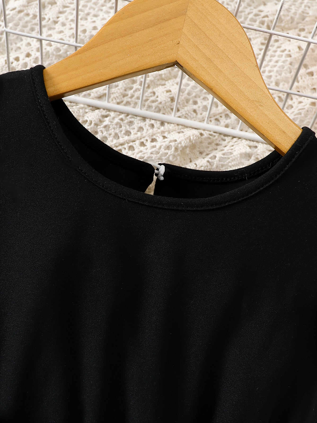 Girls' Casual Polyester Dress with Butterfly Tulle Overlay Ruffle Sleeves Crew Neck for Spring Summer Fall