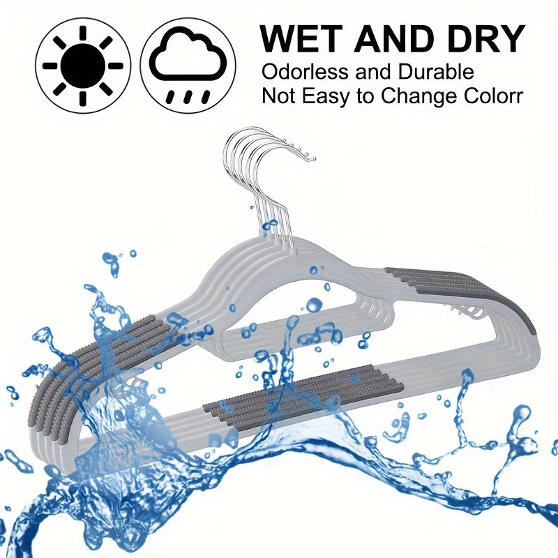 Set of 10 Plastic Hangers with Grip Grooves and Corner Protection for Closet Organization