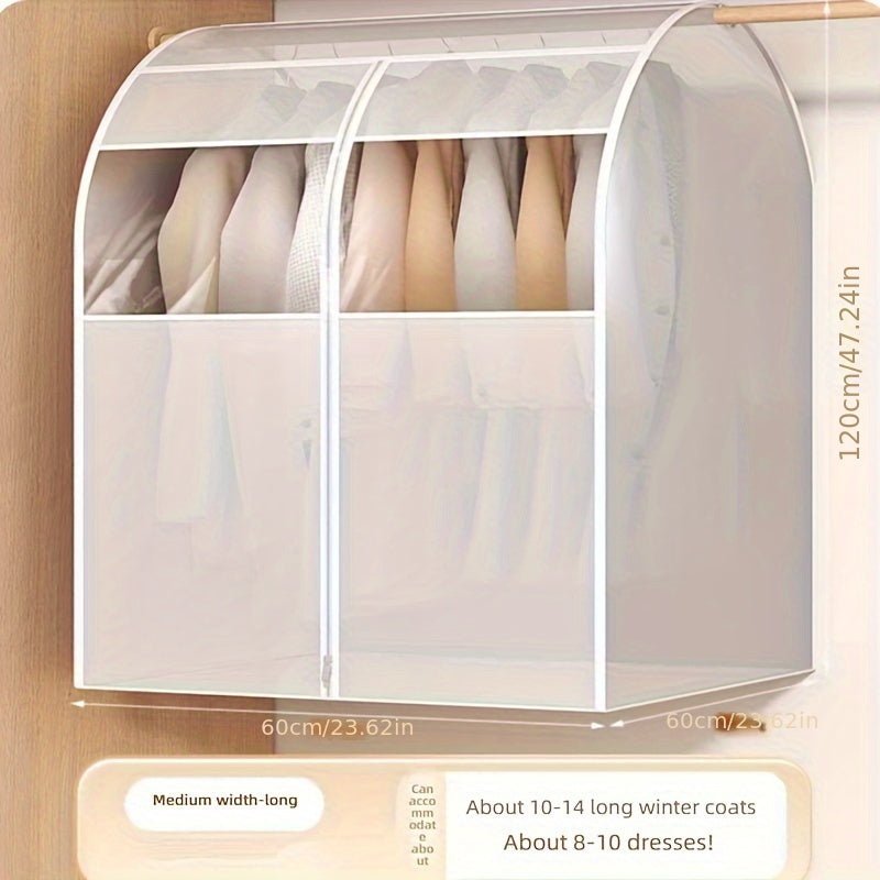 Translucent PEVA Hanging Garment Bag Dustproof Cover for Suits and Coats