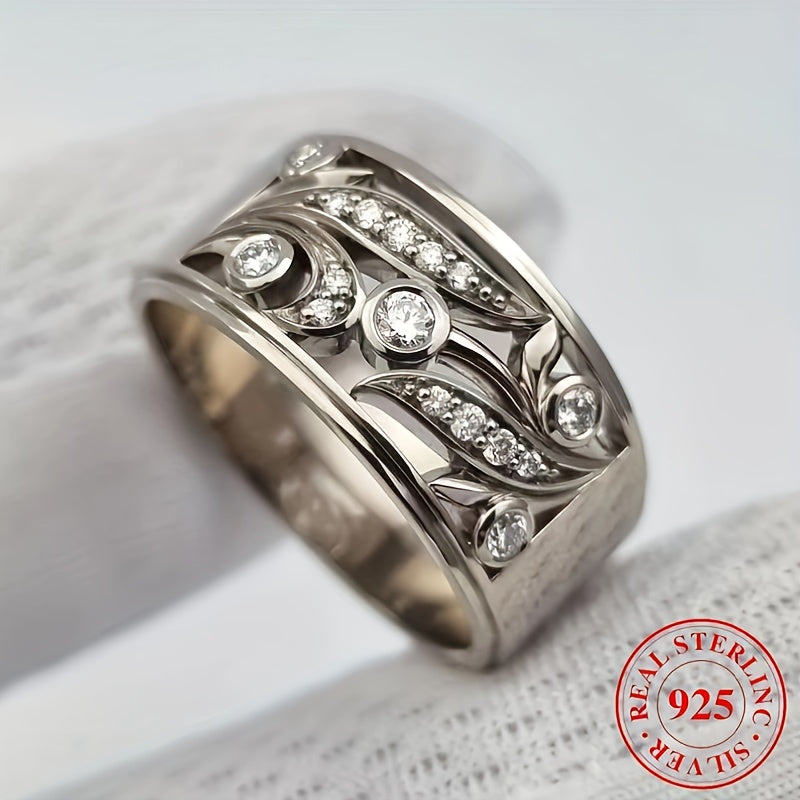 Sterling Silver Ring with Cubic Zirconia Stones for Engagement and Wedding