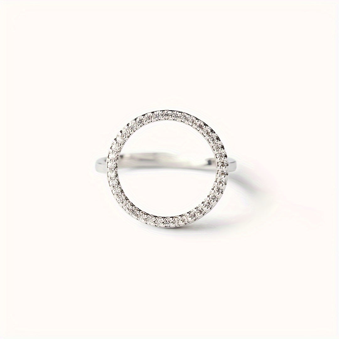 Sterling Silver Gold Plated Zirconia Circle Ring for Women
