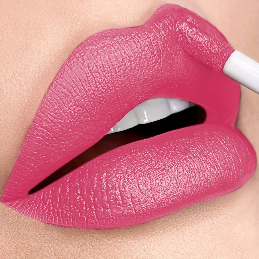 Brillo de labios mate de larga duración para mujer, no pegajoso, con alto pigmento rosa