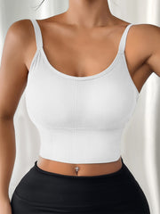 Plus Size Women's Sports Bra No Underwire Removable Pads Ribbed Backless Yoga Running