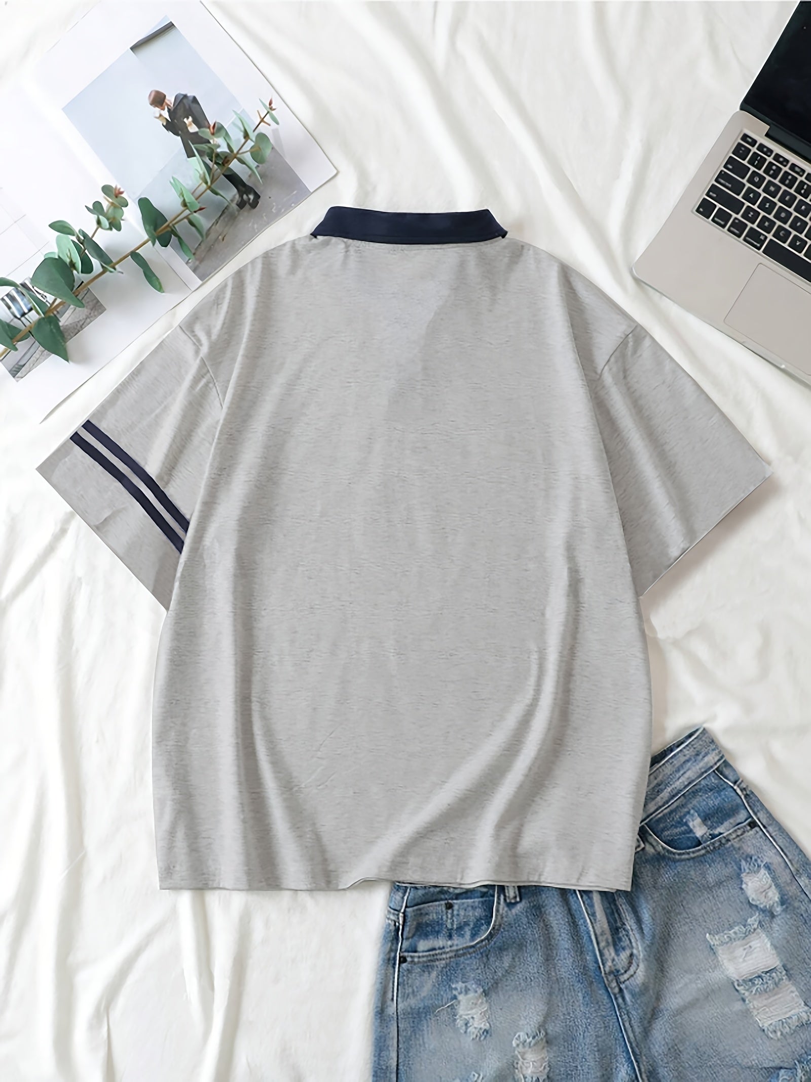 Women's Geometric Pattern Polo Shirt Casual Y2K Knit Polyester Spandex